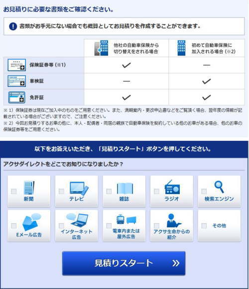 アクサダイレクト自動車保険かんたん無料見積り 車売るなら